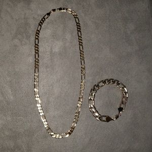 14K gold plated mens chain necklace and bracelet.
